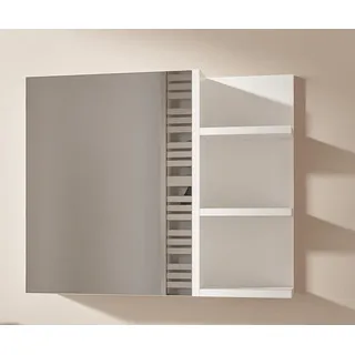 HAJDUK FURNITURE Badspiegelschrank 60x50 cm Weiß – Spiegelschrank Bad 1 Tür grifflos mit Ablagen rechts - Weiß