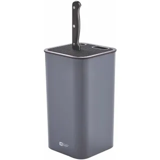 RICHARDSON SHEFFIELD Messerblock Grau, universell, flexibles Raster | Kunststoff (ABS), für Schere und Schärfer, platzsparend, rutschfest, abnehmbarer Deckel, moderne Optik, schlichtes Design