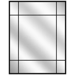 Dekospiegel , Schwarz , Holz, Metall, Glas , rechteckig , 69x95 cm , Fsc, Made in Eu , waagrecht montierbar , Kleinmöbel