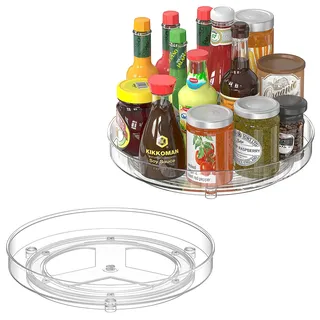 Radikor 2 Stück Drehteller Kühlschrank Organizer, 360° Lazy Susan Drehbares Gewürzregal, 24cm Drehteller Küche, Drehplatte Kühlschrank für Gewürzen, Flaschen, Kosmetika