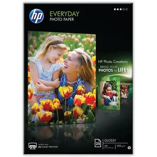 HP Fotopapier glänzend 25 Blatt DIN A4, 200 g/qm