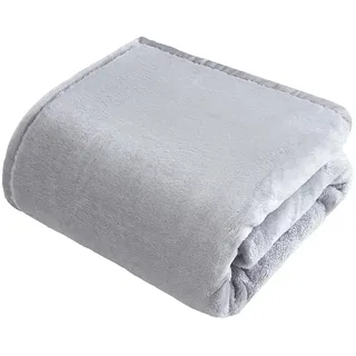 Sleepdown Luxuriöse Tagesdecke aus Kaschmir, superweich, warm, kuschelig, 150 x 200 cm, Silbergrau