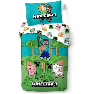 BrandMac Minecraft Jungle Explore Grün 140 x 200 cm + 60 x 65 cm