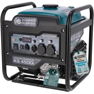 Könner&Söhnen KS 4500i Invertergenerator, max 4500W, Benzin stromerzeuger | notstromaggregat mit USB QC 3.0, Type-C, Eco-Modus, inverter stromgenerator mit LED-Display, 4-Takt, 12V, 2×230 V Steckdosen