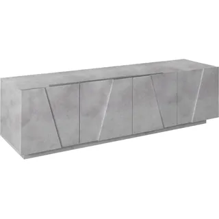 Fernsehschrank Raul, Niedriges Sideboard für Wohnzimmer, Sockel für TV-Möbel, 100 %  Italy, cm 162x44h46, Zementgrau - Grau