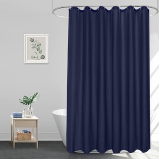 EurCross Duschvorhang Blau180x200 cm, Wasserdicht Waschbar Anti Schimmel Shower Curtain, Textil Polyester Stoff Badezimmer Vorhang mit 12 Duschvorhangringen