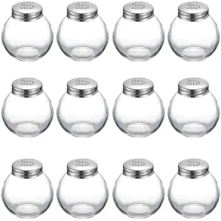 Westmark Salzstreuer, 12 Stück, Fassungsvermögen: je 50 ml, Glas/Edelstahl, Roma, Silber/Transparent, 654722E2