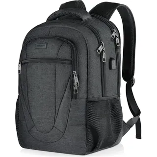 BIKROD Herren Rucksack 17.3 Zoll USB Ladeanschluss Schwarz - Schwarz