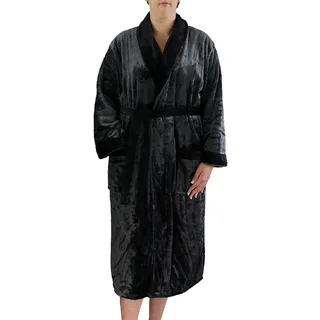 Gözze - Unisex Bademantel mit Schalkragen, Seiden-Feeling, 100% Mikrofaser, 330 g/m2, Größe XXL - Anthrazit