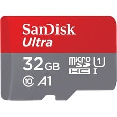 SanDisk Ultra (microSDXC, 32 GB, U1, UHS-I), Speicherkarte, Grau, Rot