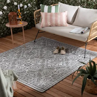 Outdoor Teppich Quadrat - Summer Oriental Grau - 120x120 cm - Garten, Terrasse - FRAAI | Home & Living - Ländlich, Skandinavisch, Retro - Grau