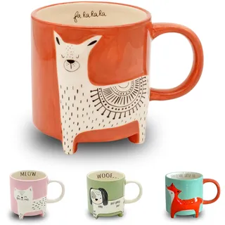 Winkee - Cute Animal Kaffeetasse Lama Lenny I Die süße Lama-Tasse I XXL Tasse ca. 500 ml I Cute Coffee Mug
