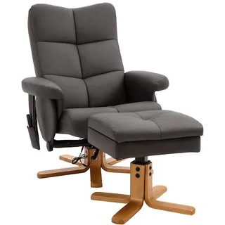 Homcom Relaxsessel mit Liegefunktion Massagesessel mit Fußhocker Polyester Braun , Mokka , Holz , Nachbildung , Füllung: Schaumstoff,Schaumstoff , einzeln stellbar , 86x99x80 cm , Wohnzimmer, Sessel, Relaxsessel