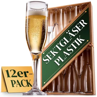 Sektgläser plastik kunststoff günstig einweg, Satz von 12 Stück ultra-resistent Tritan, hartem Kunststoff, Champagnerglas, vielseitig verwendbar, langlebig und sicher