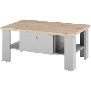 furn.design Couchtisch grau Eiche Landhaus Beistelltisch mit Ablage und 2 x Schubkasten 107 x 67 cm, Wohnzimmer, Wohnzimmertische, Couchtische