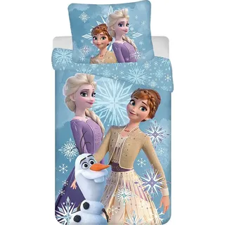 Javoli Disney Eiskönigin White Snowflake Kinderbettwäsche 100×135 cm, 40×60 cm - Blau