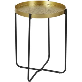 HOME DECO FACTORY Beistelltisch Gehämmertes Metall Alia 35 cm Gold Schwarz | Gehämmertes Metall, Beistelltisch, Modell Alia, Ø 35 cm, Wohnzimmer Esszimmer, Sofatisch, schickes Design, Gold und Schwarz