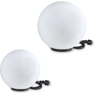 H4L Kugelleuchten 2er Set 30/40cm weiß E27 inkl. 3m Anschlußkabel Kugellampe Terrassenleuchte - Weiß