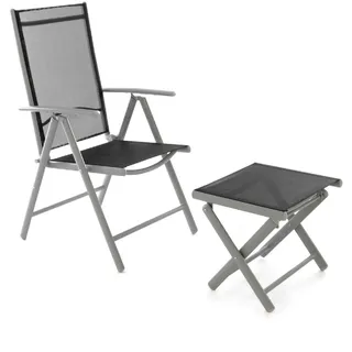 VCM Aluminium Gartenstuhl mit Fußauflage 56 x 56 x 0 cm schwarz