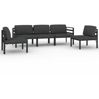 5-tlg. Garten-Lounge-Set mit Kissen Aluminium Anthrazit - Grau