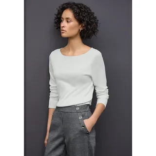 STREET ONE "Style Lanea", Damen, Gr. 38, pelican grau, Jersey, Obermaterial: 50% Baumwolle, 50% Modal. Futter: 100% Baumwolle, unifarben, regular fit normal, U-Boot-Ausschnitt, angesetztes Bündchen, Shirts Langarmshirt, mit U-Boot Ausschnitt