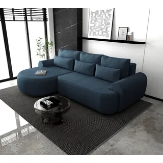 Ecksofa OLIVIO L - Wohnlandschaft Polstersofa Polstercouch (D. blau - MODESTO 485) LINKE SEITE - Dunkelblau