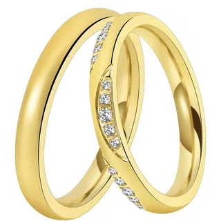 Trauring DOOSTI "Schmuck Geschenk Edelstahl Trauring Ehering Partnerring LIEBE" Gr. 64, gold (gelbgoldfarben), Fingerringe, Damen, 64, ohne Zirkonia, Edelstahl, 3mm, Trauring, wahlweise mit oder ohne Zirkonia