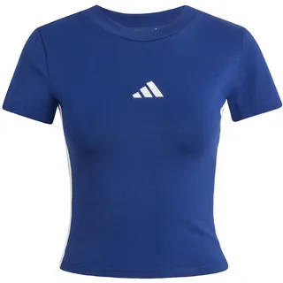 adidas Damen Essentials 3 Stripes Slim Baby T-Shirt, Dark Blue/White, XXS