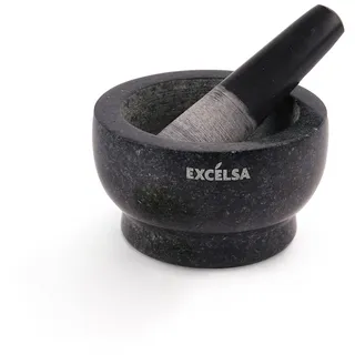 Excelsa Pesto Mörser mit Stößel, Granit, schwarz, 400 ml