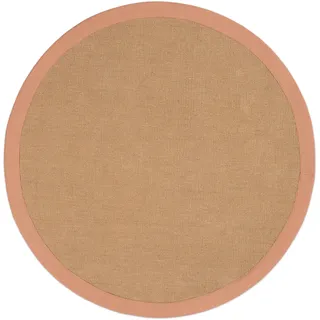Sisalteppich CARPETFINE "Sisal", orange (pfirsich), H:5mm Ø:120cm, Sisal, Teppiche, Sisalteppich, mit farbiger Bordüre, Anti-Rutsch Rückseite