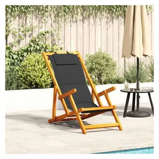 vidaXL Strandstuhl mit Armlehnen 110 x 100 x 96 cm schwarz klappbar