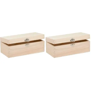 Glorex 6 1682 002 - Holzbox aus Kiefernholz, rechteckig, mit Verschluss, ca. 23 x 11 x 9 cm groß, FSC Mix, zum Bemalen, Bekleben oder Verzieren mit dem Brandmalkolben (Packung mit 2)