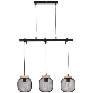 Brilliant Pendelleuchte »Giada«, 3 flammig, Leuchtmittel E27 ohne Leuchtmittel, Balkenpendelleuchte, H 177 cm, B 68 cm, Metall/Holz, schwarz/braun, schwarz