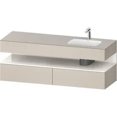 Duravit Qatego Einbauwaschtisch mit Konsolenwaschtischunterbau, 1600x550x600mm, Nische Weiß Hochglanz, Becken rechts, QA4796022, Farbe: Taupe Matt/mit Nischenbeleuchtung