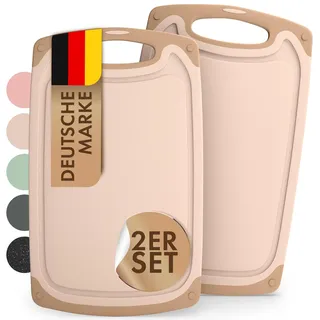 Blumtal Frühstücksbrettchen Kunststoff 25x15 cm im 6er Set - Brettchen spülmaschinenfest - Frühstücksbretter Kunststoff BPA-frei - Schneidebrett spülmaschinenfest - robuste Schneidebretter Beige