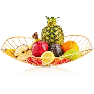 LINXIU Metall Obstkorb Küche Moderne Obstschale Obstschalen Obstschüssel Praktischer Obstkörbe Deko Drahtkorb für Gemüse Obst Brot, Gold