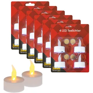 Idena 10124218 - LED Teelichter, 24 Stück in Warmweiß, elektrische Kerzen mit flackerndem Licht, inkl. Batterien, Deko für Innen, zum Basteln, Party Deko, Weihnachtsdeko, Osterdeko, zur Hochzeit
