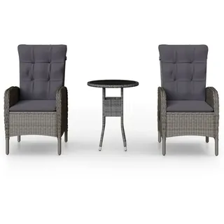 vidaXL 3-tlg. Garten-Bistro-Set Poly Rattan Grau - Grau
