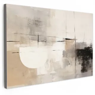 MuchoWow Leinwandbild Abstrakt - Kunst - Grau XXL 150x100 cm , Hellgrau , Textil , Kiefer , Rechteckig , 150x100 cm , FSC 100% , gerahmt , Bilder & Rahmen, Bilder, Leinwandbilder
