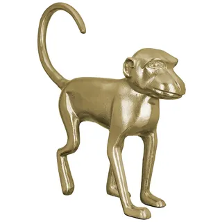 GILDE Deko Skulptur Tier Figur AFFE - aus Aluminium - Dekofigur Accessoire Wohnzimmer Büro - Geschenk - Farbe: Gold - Höhe 45 cm