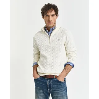 GANT Herren, Cotton Cable Half Zip Pullover, Cream, L, EU