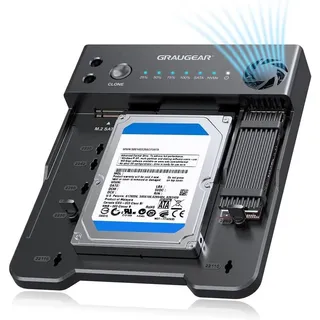 GRAUGEAR Bidirektionale Klonstation für M.2 NVMe/SATA SSDs und 2,5"/3,5" HDD/SSDs, Standalone (G-M2ST235-CL)