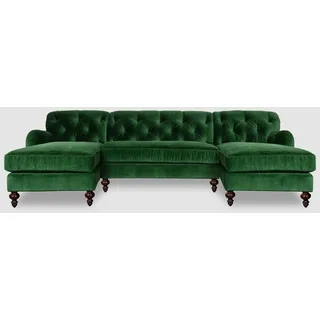 Wohnlandschaft Chesterfield Sofa U Form Couchen Polster Ecksofa Sofa Garnitur - Grün