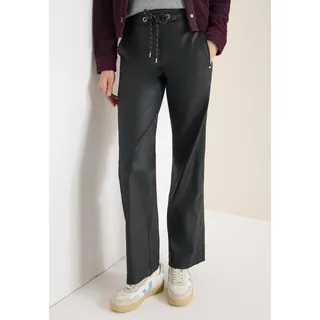 Schlupfhose CECIL "Style NEELE", Damen, Gr. M (40), Länge 30, schwarz, Web, Obermaterial: 51% Modal, 44% Polyester, 4% Viskose, 1% Elasthan. Futter: 65% Polyester, 35% Baumwolle, unifarben, loose fit lang, Hosen Schlupfhose, im Leder-Look
