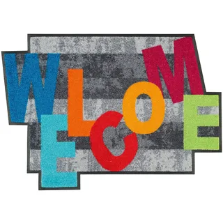 Wash+Dry Fußmatte Crazy Welcome 60x85 cm, innen und außen, waschbar