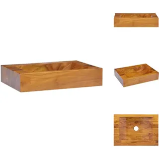 vidaXL Waschbecken Massivholz Teak 50x35x10 cm -  Badezimmer-Waschbecken - Braun