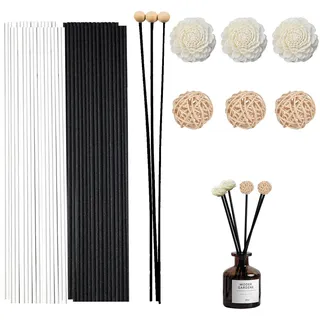 100 Schwarze Duftstäbchen Nachfüllpack Mit Dekorationsset Als Rattanstäbchen Für Raumduft Und Stäbchen Für Raumduft In 11.8 Zoll Für Effektive Duftverbreitung Im Home Office Hotel Und Spa