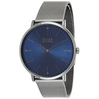BOSS Analog Quarzuhr für Herren mit Graues Edelstahl-Mesh-Gliederarmband - 1513734