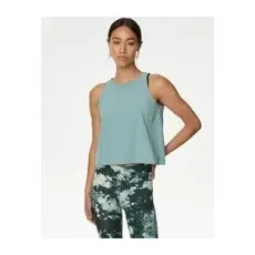 Womens Goodmove Kurzes Yoga-Trägeroberteil mit Schlitz hinten - Dusted Aqua, Dusted Aqua, 14