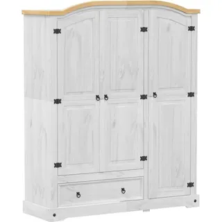 vidaXL Kleiderschrank Corona Weiß 151,5x52x186 cm Massivholz Kiefer - Weiß